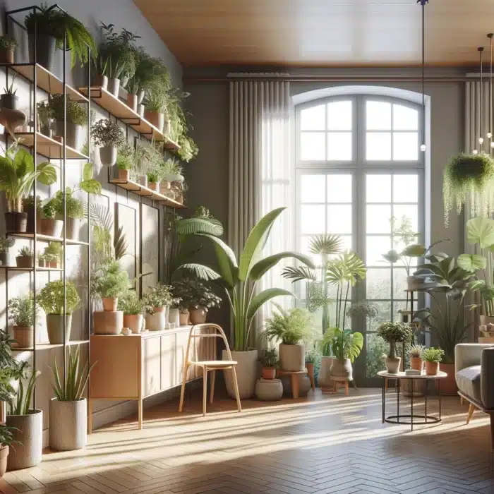 Eclairage de plantes à l'interieur d'une maison