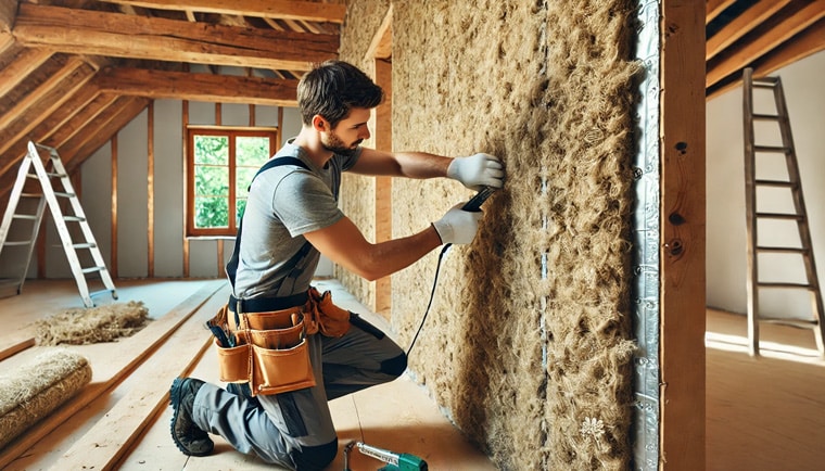 Isolation de maison avec de la fibre de lin