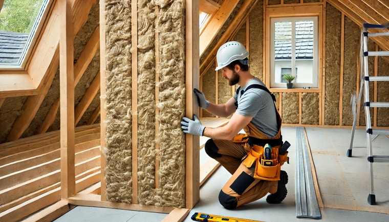 Isolation intérieure de maison avec de la laine de bois