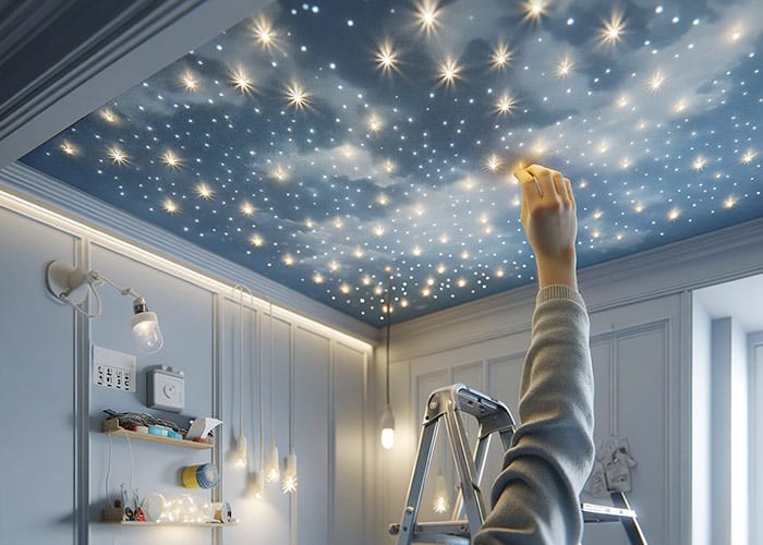 Plafond de chambre d'enfant avec un ciel étoilé