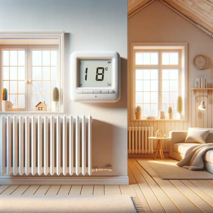 Une maison simple avec un thermostat affichant 19 degres